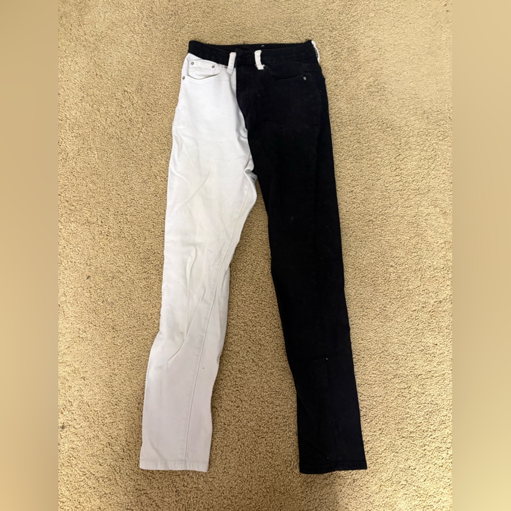Men's Black and White Jeans